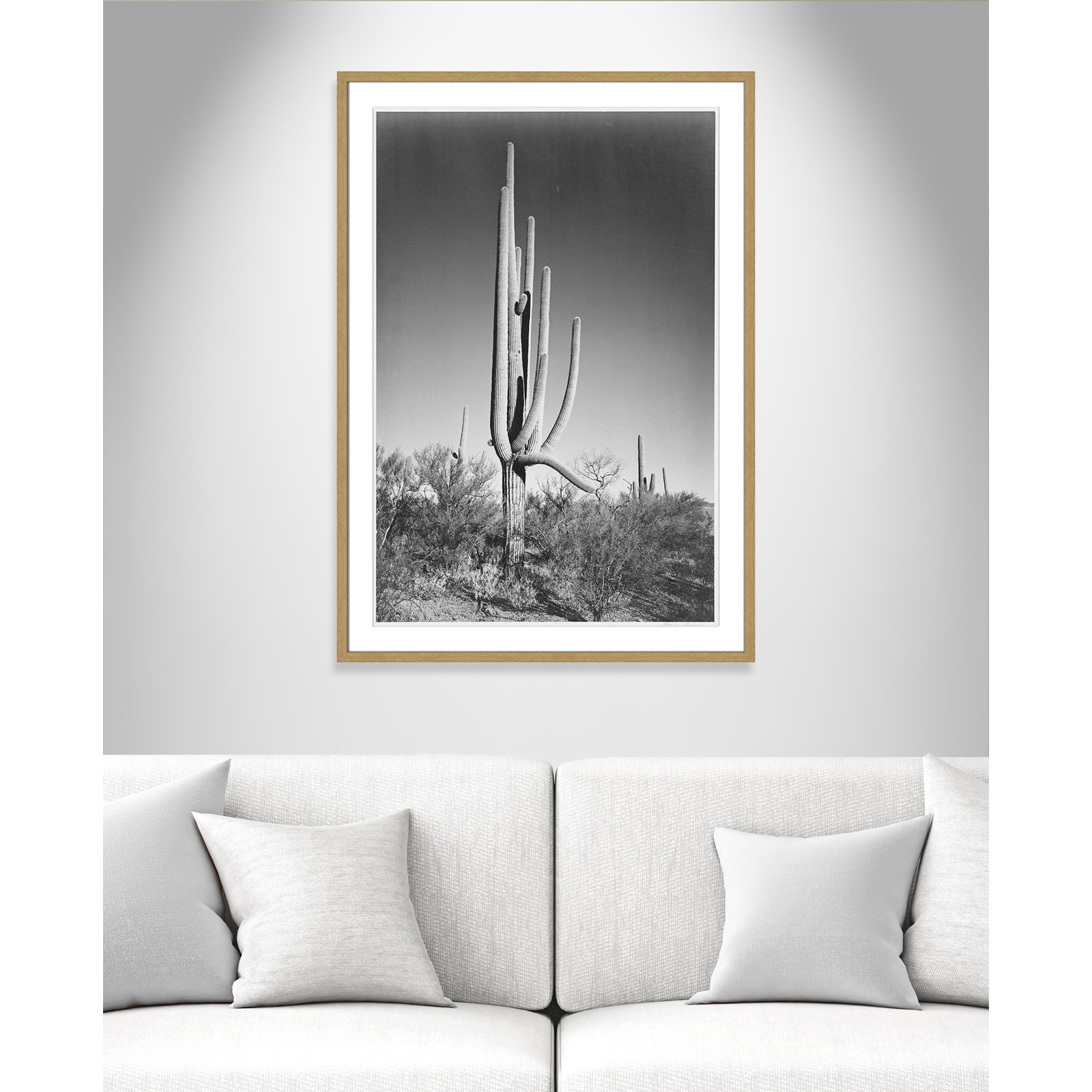 Saguaro National Monument Print by Ansel Adams, 41.5" H x 29.5" W x 0.75" D, Natural