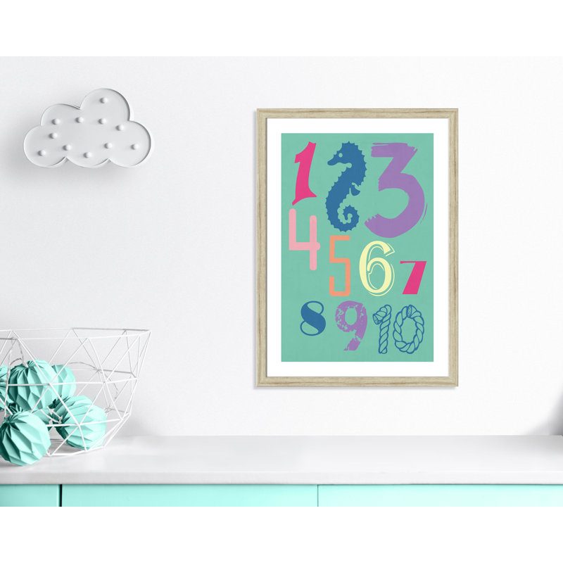123 Education, 36.5" H x 26.5" W x 0.63" D, Beige Framed