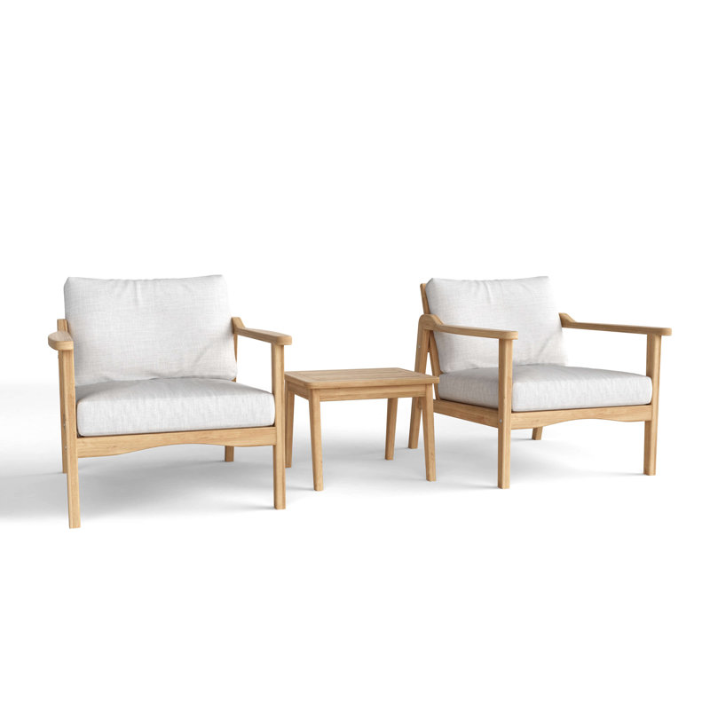 Ensemble de conversation teck avec coussins sunbrella 3 pièces relaxing deep Thorin