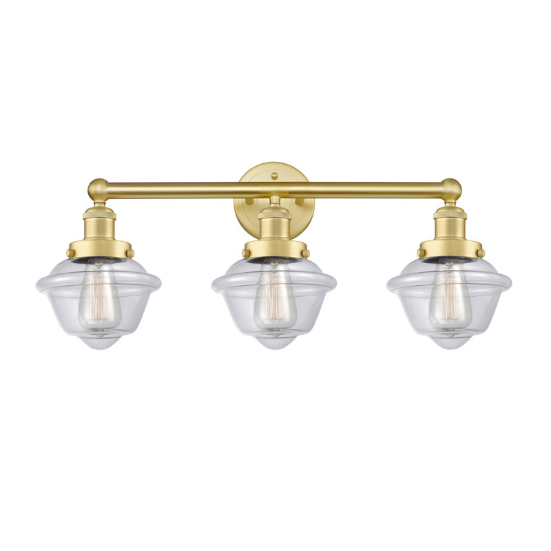 Éclairage pour meuble-lavabo à 3 lumières à intensité variable Grourke, Transparent, Or satiné
