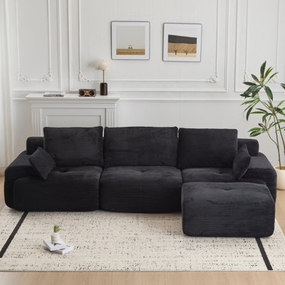 Canapé moderne en mousse viscoélastique avec tissu velours côtelé, aucun assemblage requis