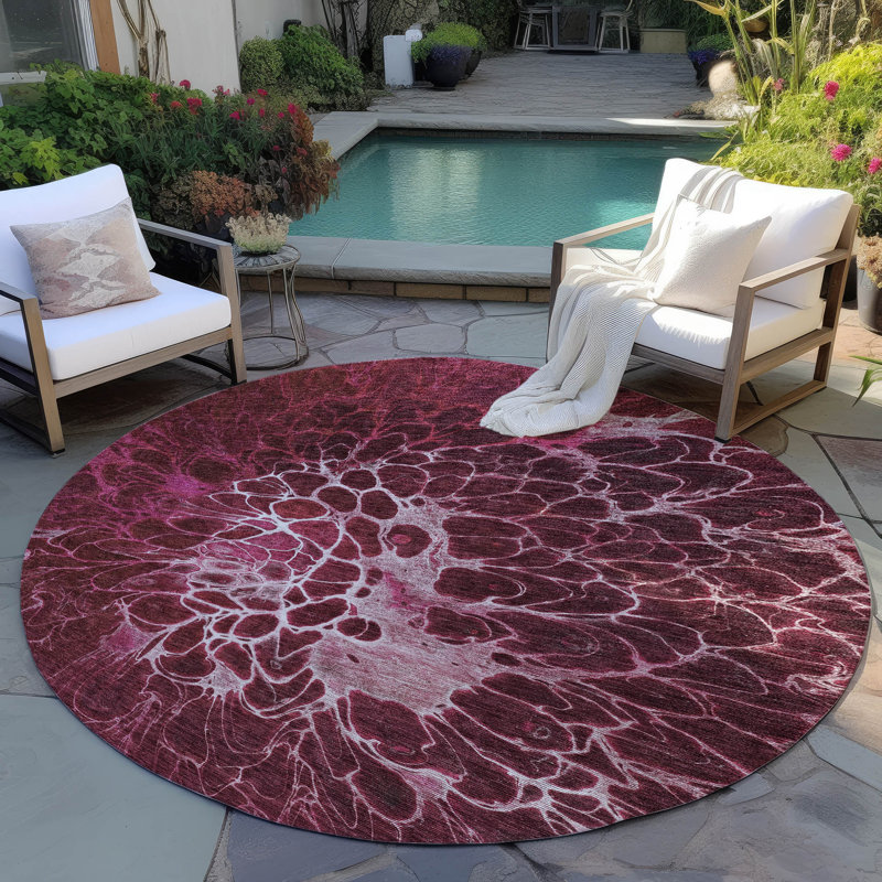 Tiliyah Abstract Indoor / Outdoor Rug, Round 8'