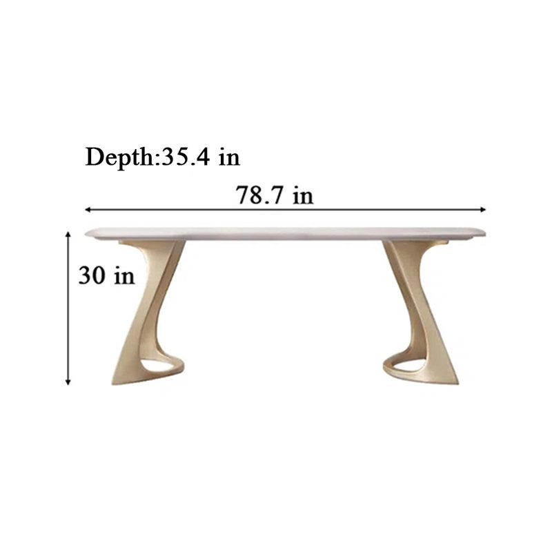 Jaqualen Metal Base Dining Table, 30”H x 78.7”L x 35.4”W