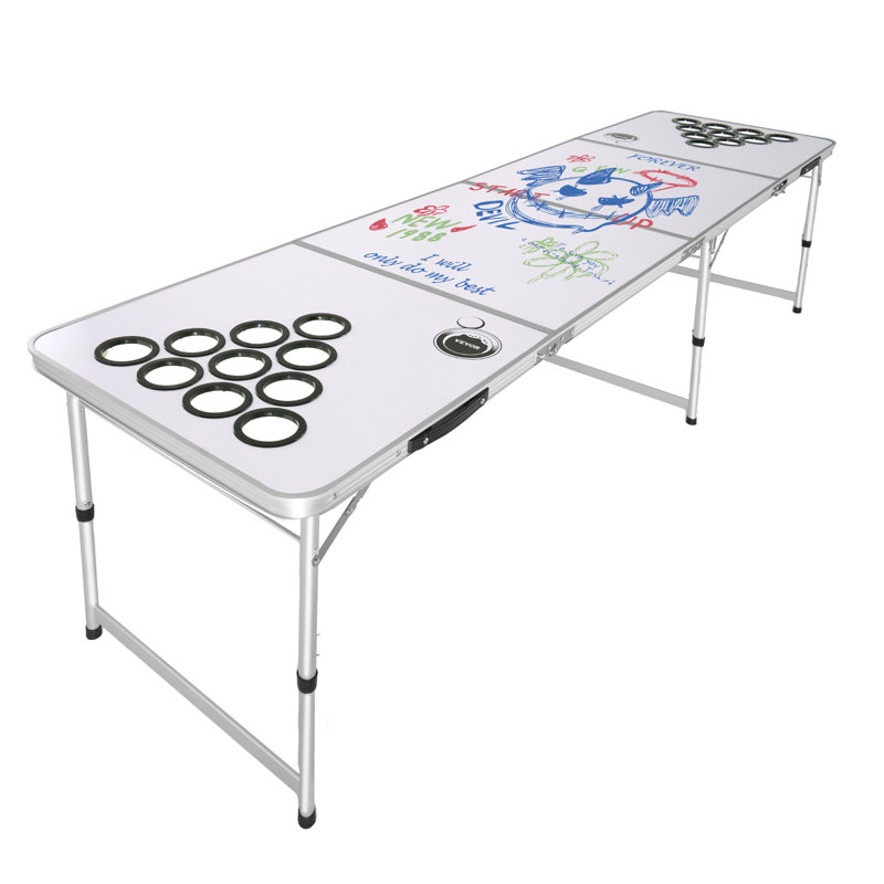 VEVOR White 240cm L Beer Pong Table