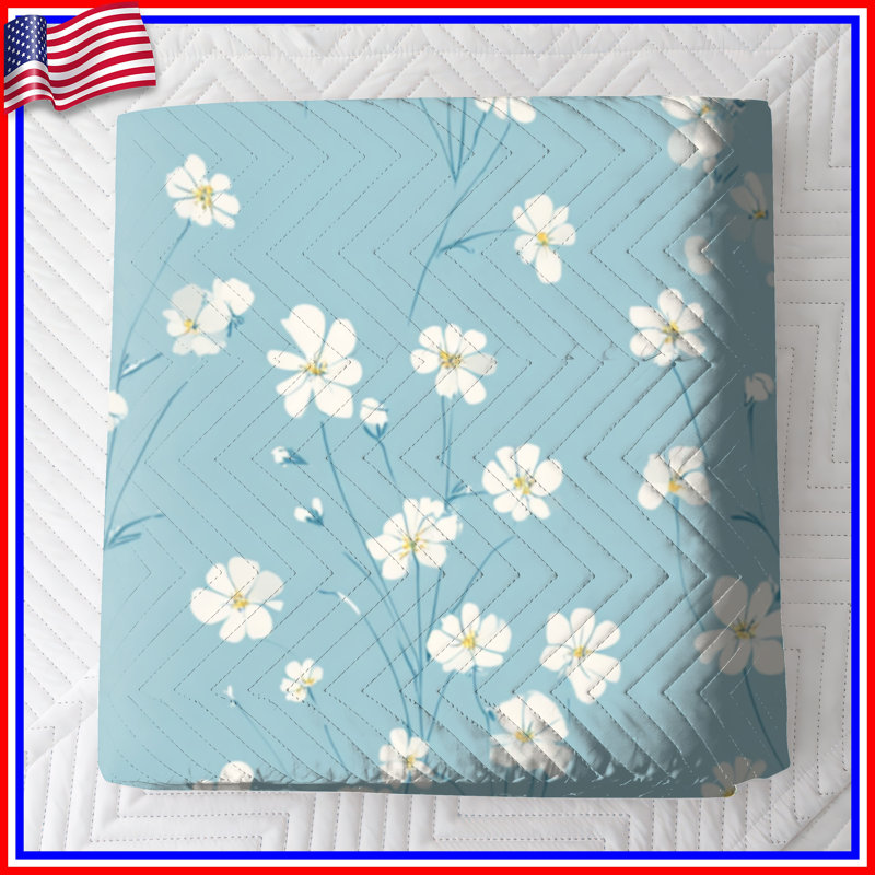 Couvre-lit matelassé à motif floral blanc toutes tailles, Grand lit