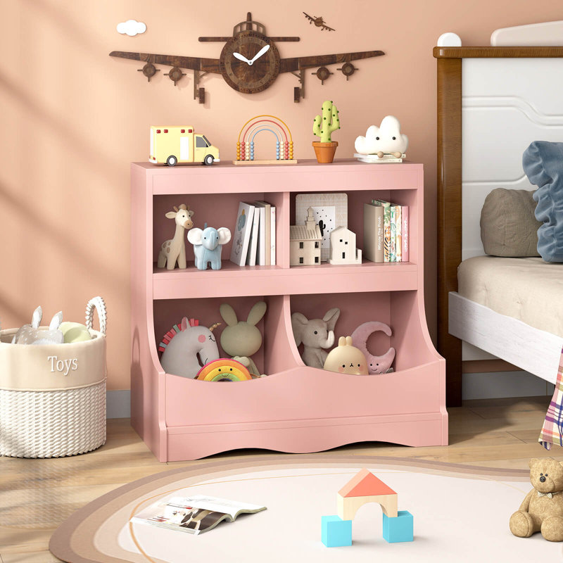 Bibliothèque pour jouets pour enfants 4 pièces, Rose