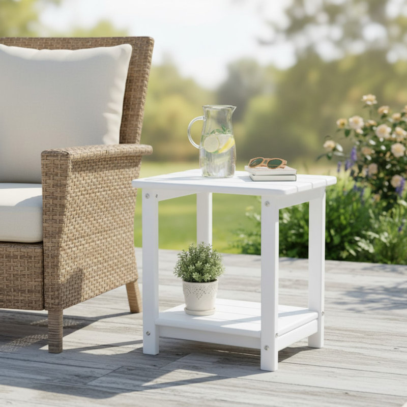 Rectangular Outdoor Side Table - 12.5 cm W 16.5 cm D