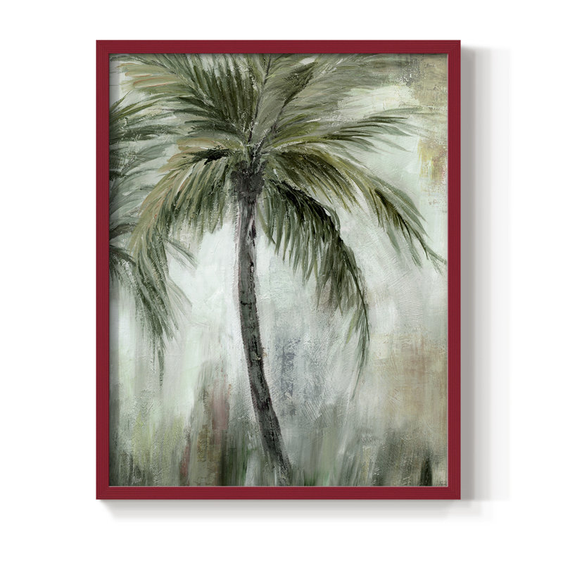 «Tropical Palm I», reproduction encadrée - bois massif, H 30 po x l 24 po, Rouge