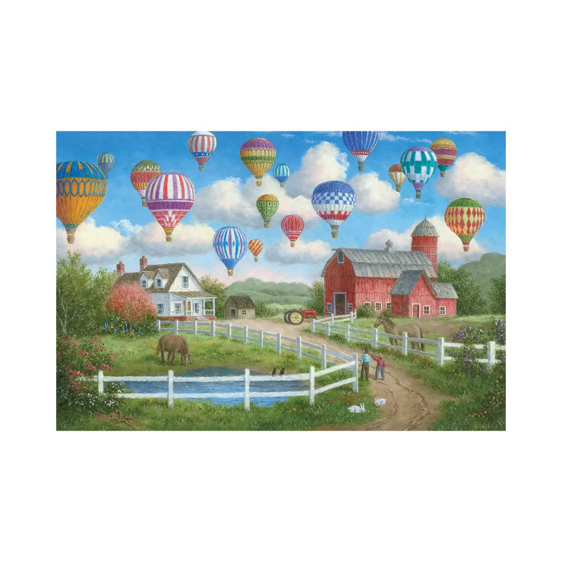 The Balloon Travelers by Dennis Lewan - Wrapped Canvas Painting, 20.32 cm H x 30.48 cm W