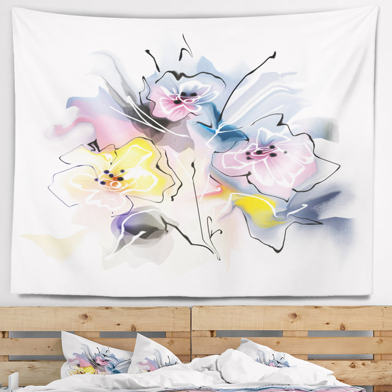 Tapisserie à motif floral texturé, H 68 po x l 80 po