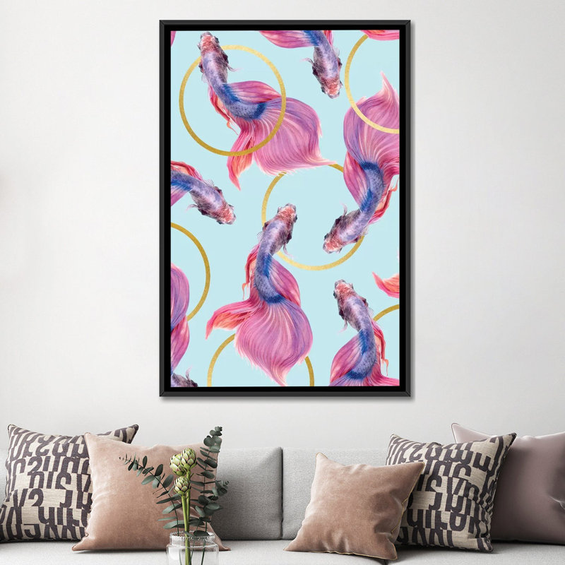 « hula cerceaus », impression sur toile, H 60 po x l 40po x P 1,5 po, Toile avec cadre noir, Pas de tapis