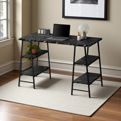 Bureau d'ordinateur Allyssa, bureau personnel, ordinateur portable, tablettes de rangement, L 48 po, bureau, métal, stratifié