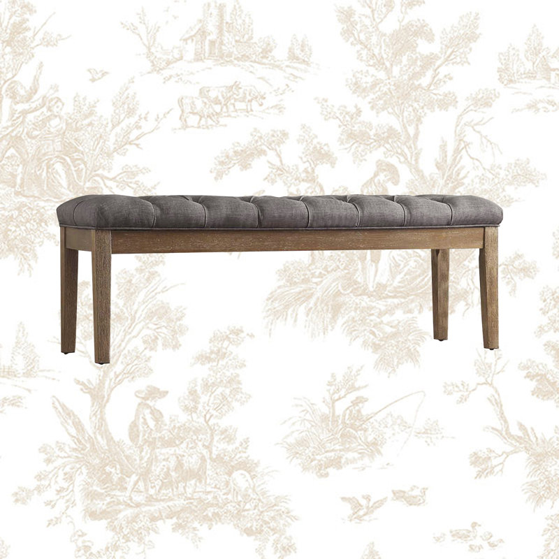 Banc en bois Dukinfield, Lin gris, Naturel