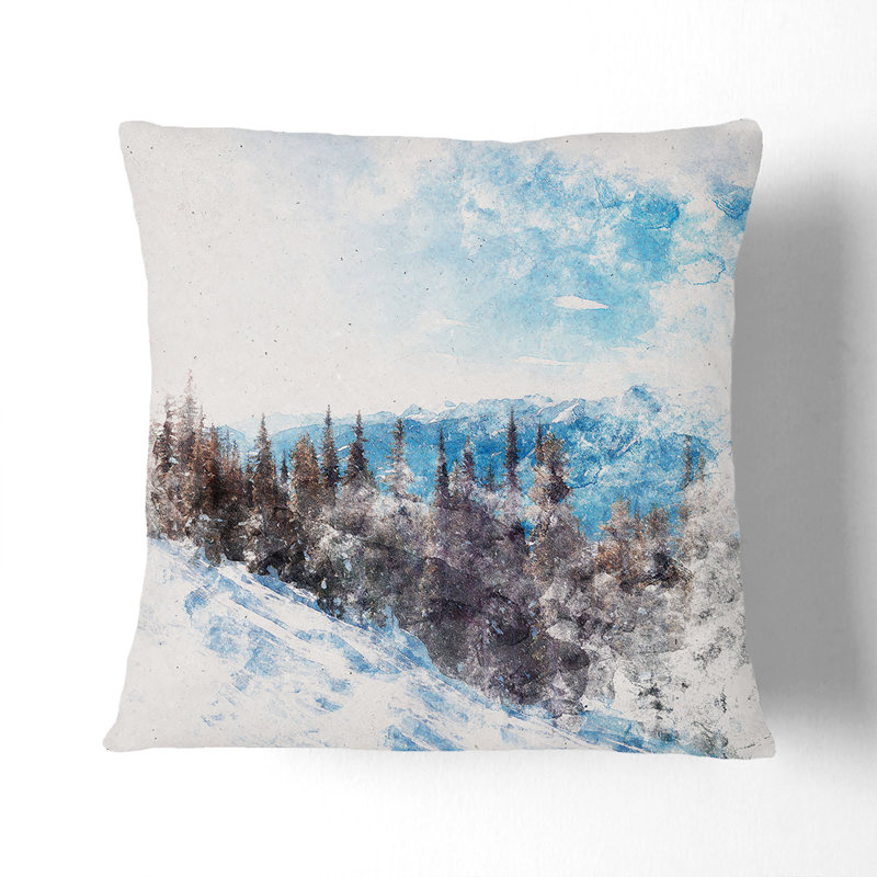 Revelstoke Mountain in Canada Cushion with Filling, 40cm H x 40cm W x 15cm D, White