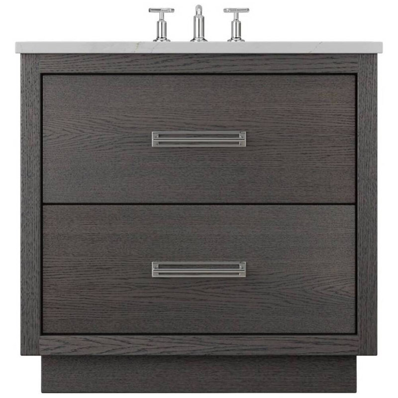 Avalon Two-Drawer Single Bath Vanity, 30", Gray Weathered, Polished Chrome