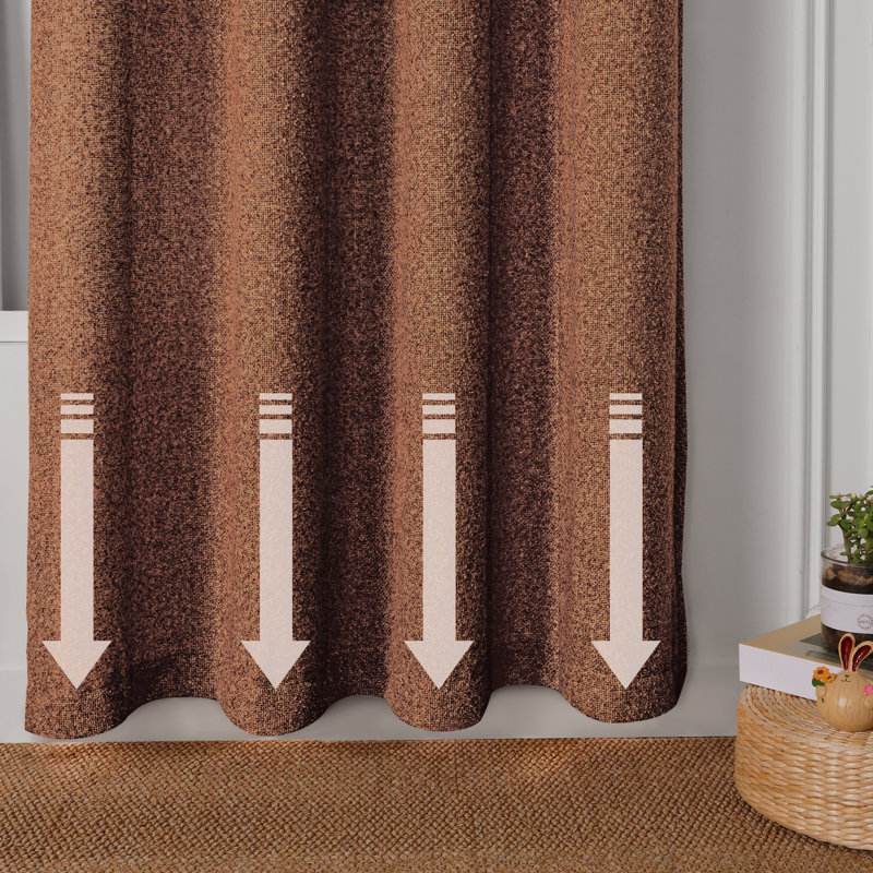 Weave Textured Cotton Linen Blend Grommet Semi Sheer Curtains, 52" W x 84" L, Rust Orange