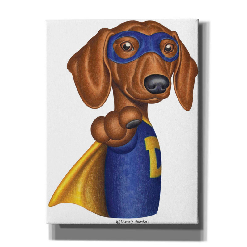 Teckel brun, capitaine D By Gordon Art, H 16 po x l 12 po x P 0,75 po
