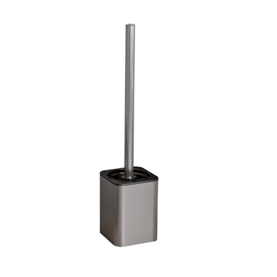 Ensemble de brosse de toilette en alliage d'aluminium avec ventouse, nettoyage de salle de bain moderne compact, 13,7 x 3,5 x 3,5 po, gris