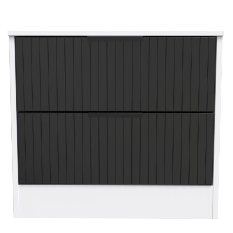 Berklie 2 Drawer Midi Chest (Ready Assembled), Deep Black/White