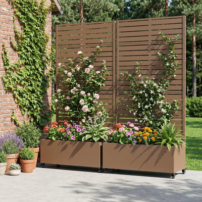 Outdoor Metal Planter Box Raised Garden Beds with Trellis