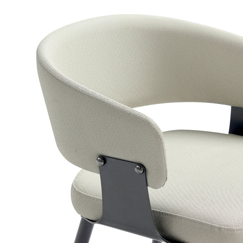 Chaise rembourrée en cuir avoine texturée Luce, Gruau