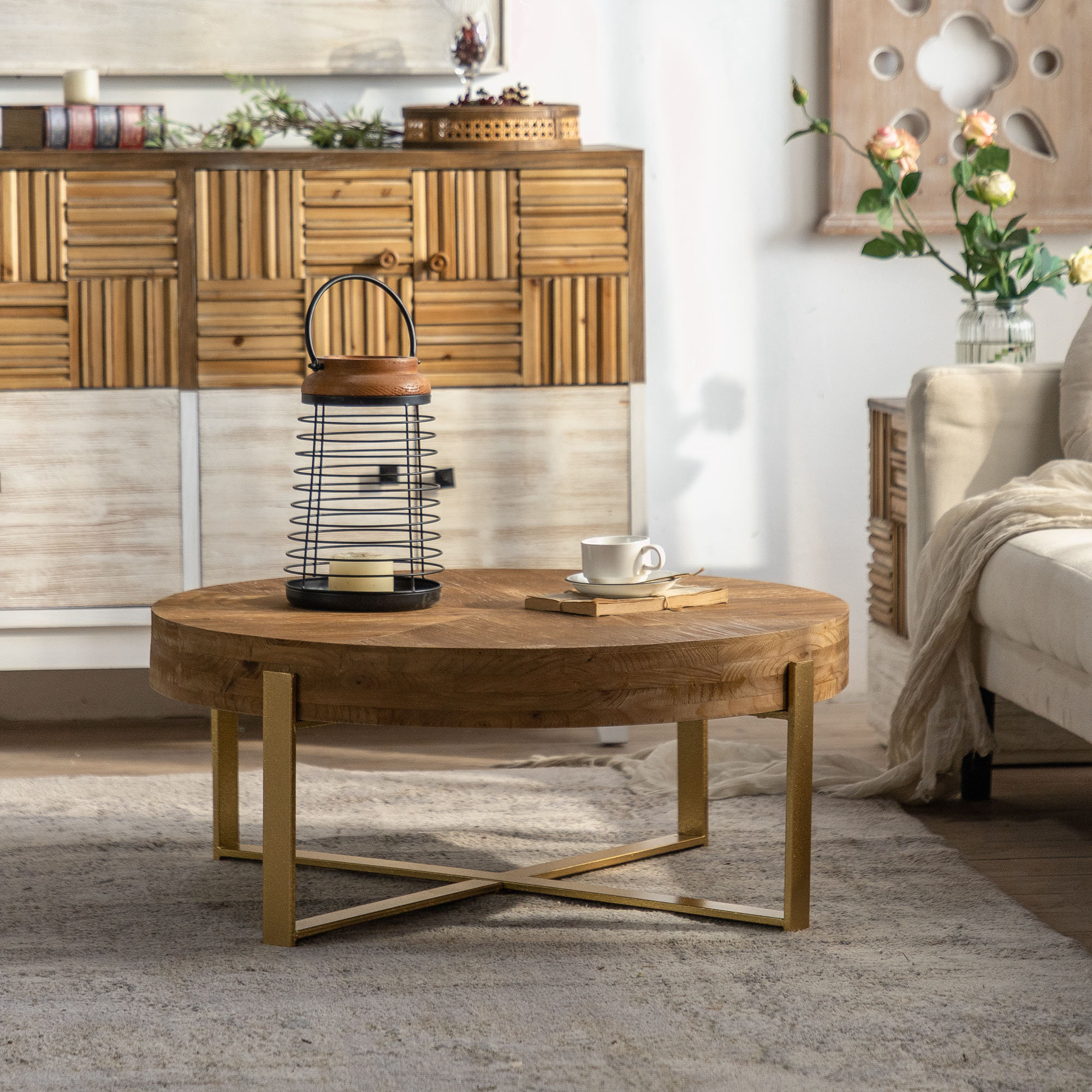 Millwood Pines 31.29"Modern Retro Splicing Round Coffee Table - Wayfair ...
