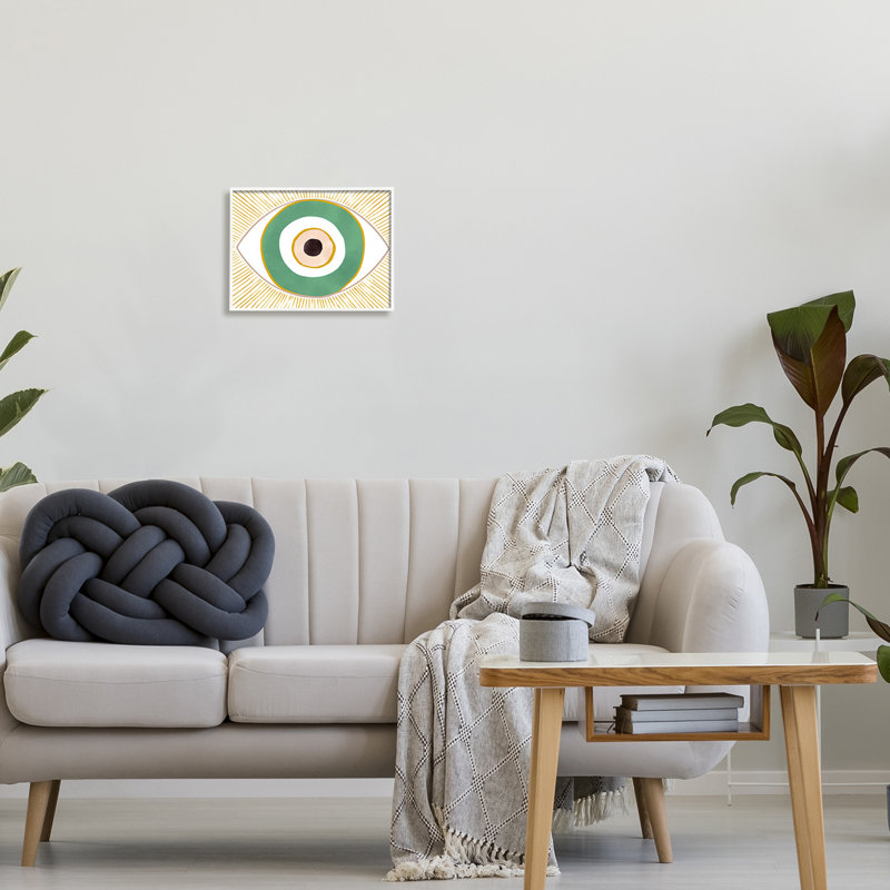 «Green Green Modern Evil Eye», encadré sur bois par Ziwei Li, impression, L 11 po x H 14 po, Blanc