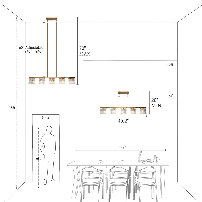 Barela Kitchen Island Linear Pendant, 5