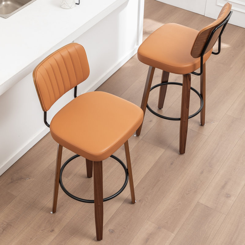 Swivel Upholstered Counter Stool, Bar Stool (78cm Seat Height), Orange