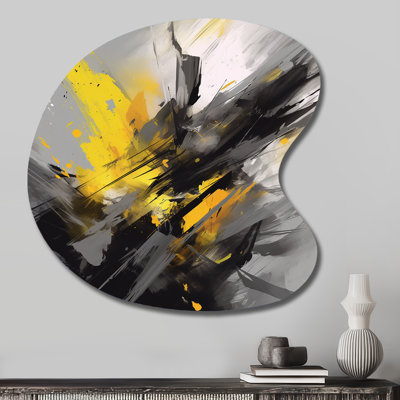 Décoration murale irrégulière jaune et gris en forme de goutte géométrique abstraite