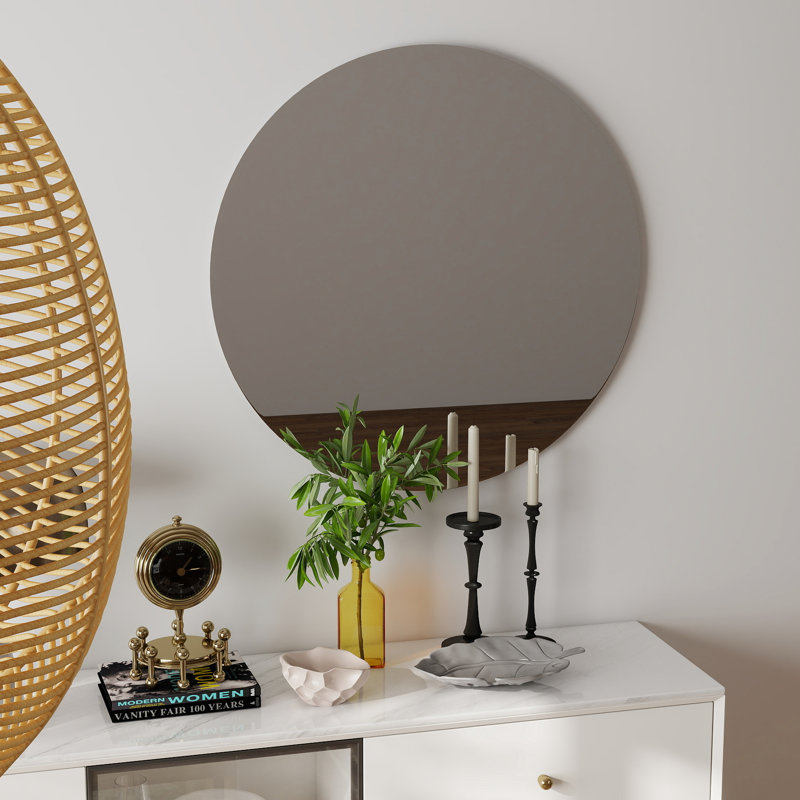 Miroir rond 70 cm, panneau blanc, convient pour la chambre à coucher et le vestibule, miroir mural Clear Image de 70 cm de diamètre, placement polyvalent mat, utilisation