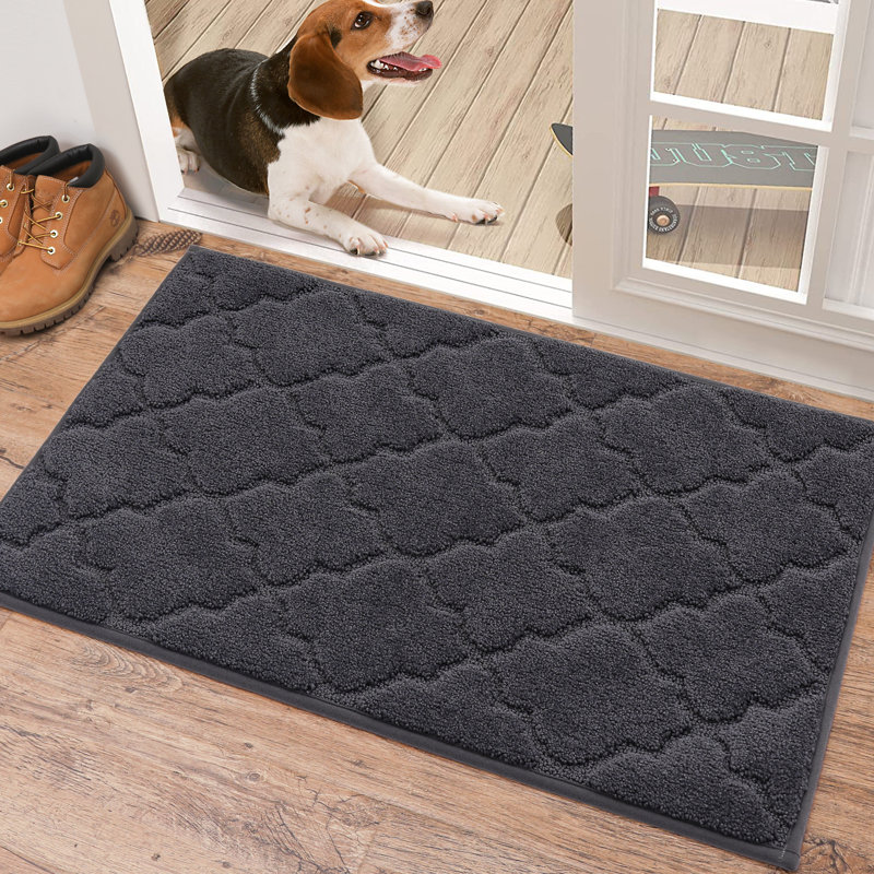 Non-Slip Geometric Doormat, 50.8cm W x 81.3cm L, Dark Grey