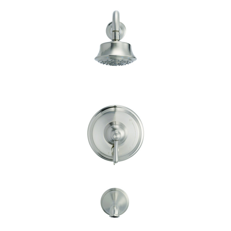 Robinet de baignoire et de douche à pression équilibrée Opulence, Nickel brossé