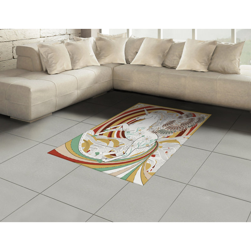 Tapis décoratif Caprina Unicorn, Rectangle— 4 pi x 5 pi 8 po