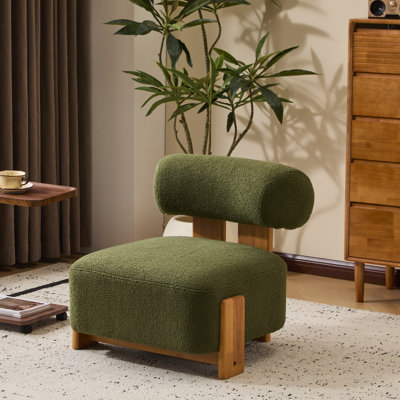 Méridienne moderne 27,25 po avec structure en bois massif et dossier roulé, revêtement doux et durable Boucle