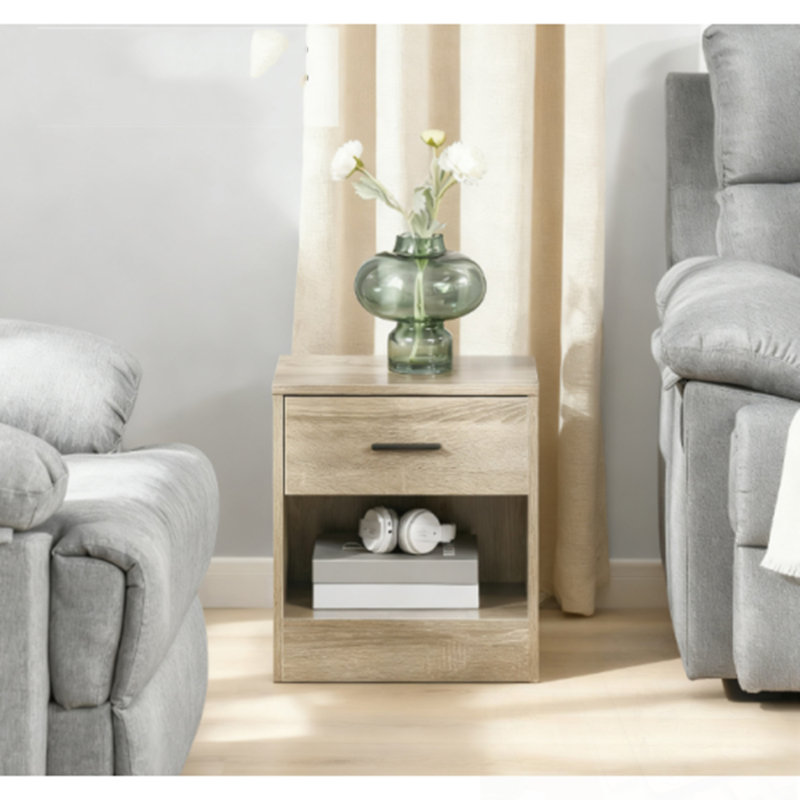 Table de bout avec tiroir et tablette de rangement, Gris antique