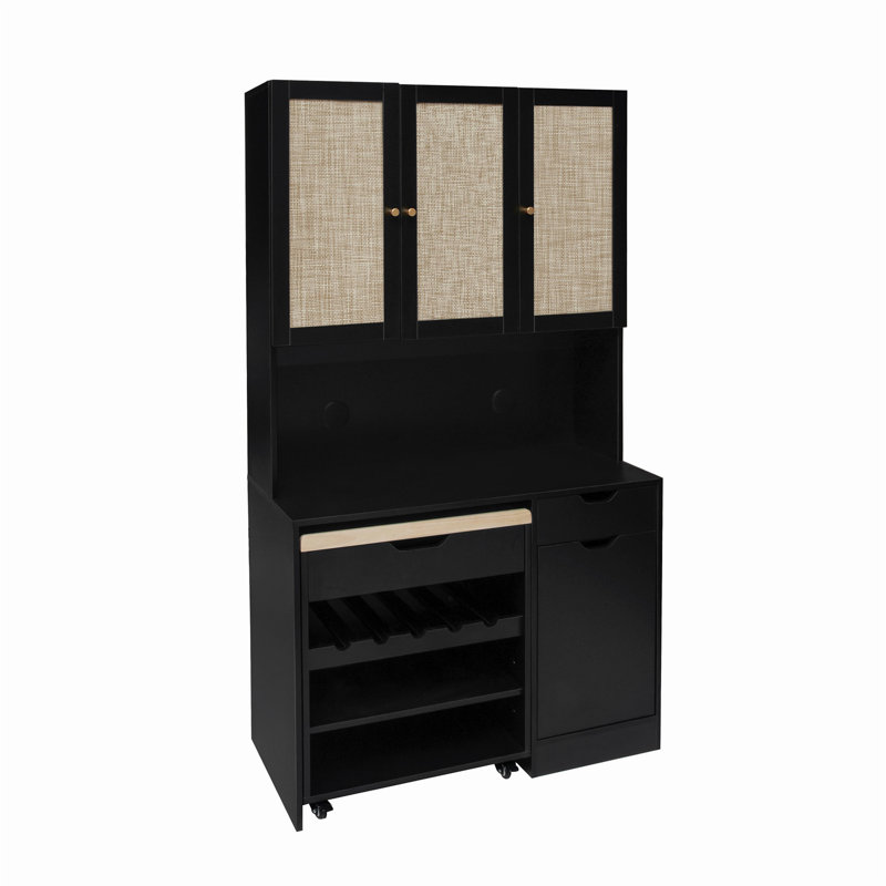 Armoire de rangement polyvalente pour garde-manger avec tablettes réglables, support pour micro-ondes et chariot de cuisine mobile pour espaces modernes