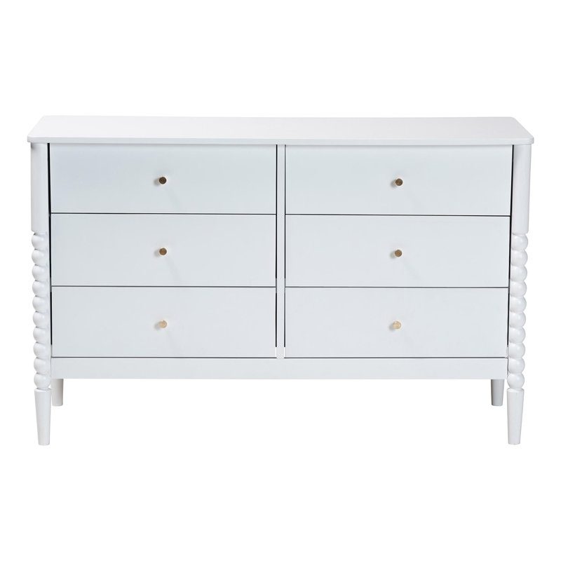 Commode 6 tiroirs Lucera, Blanc