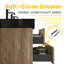 Meuble-lavabo mural flottant, 30 pi avec lavabo en quartz d'ingénierie en chêne, tiroirs noirs doux, esthétique Mid-Century, laque à base d'eau E0-402431684-402431738