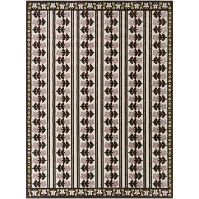 Tapis floral rayé chocolat Bianchi