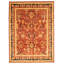 Tapis rouge foncé en laine nouée à la main de conception unique 9 pi x 12 pi New Age Usak