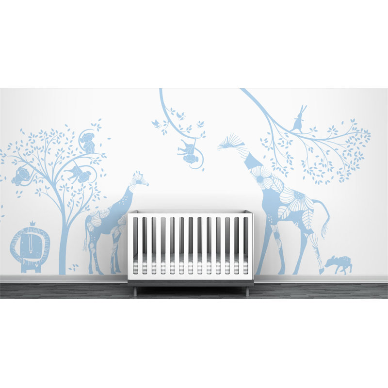 Décalcomanie murale jungle baby, Bleu pâle