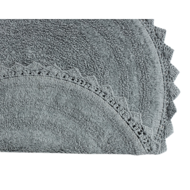 100% Cotton Non-Slip Bath Rug, Gray