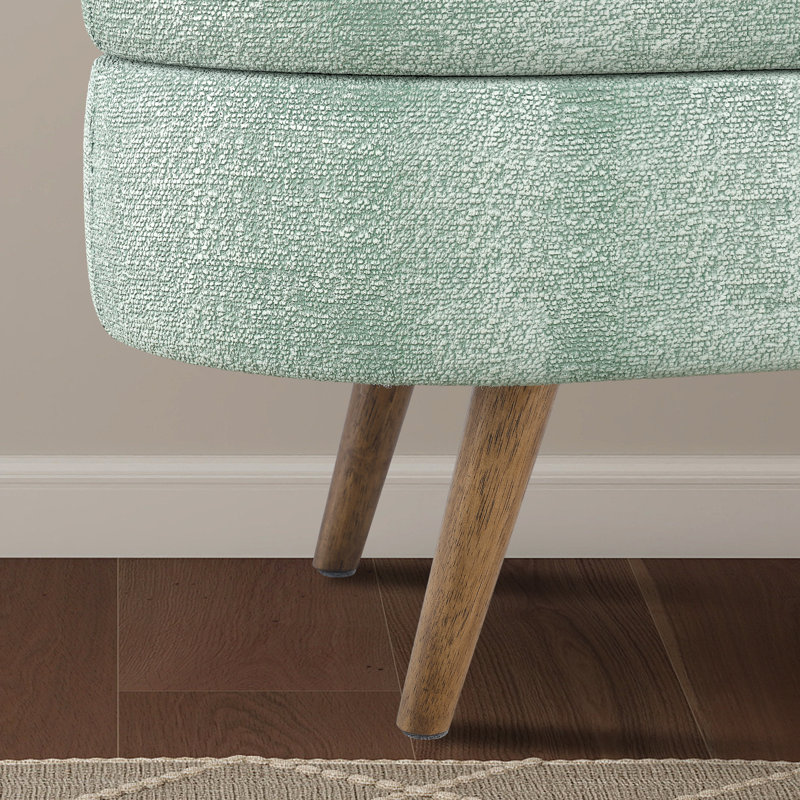 Banc de rangement à couvercle rabattable de 43,48 po avec pieds en bois massif, Cyan