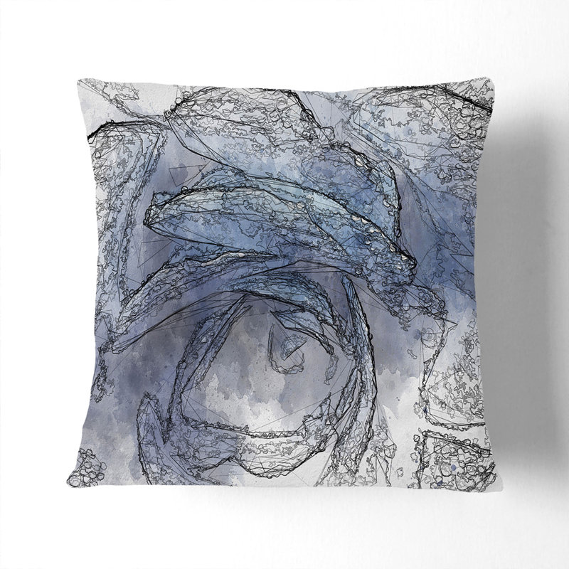 Abstract Square Cushion, 40cm H x 40cm W x 15cm D, White