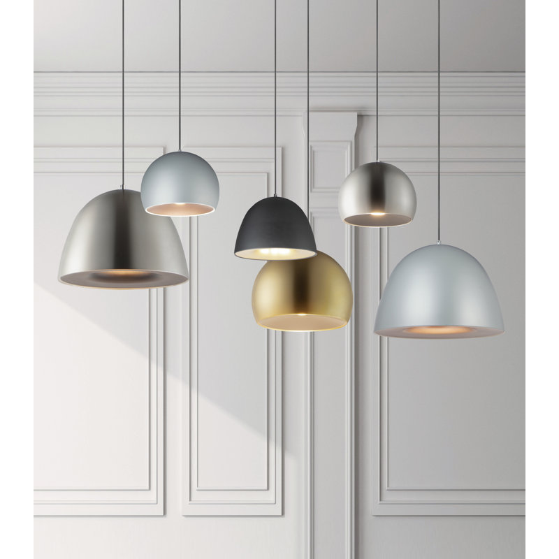 Nelle 1 - Light LED Single Pendant, 14.5" H x 19.75" W x 19.75" D, Dark Gray/Coffee