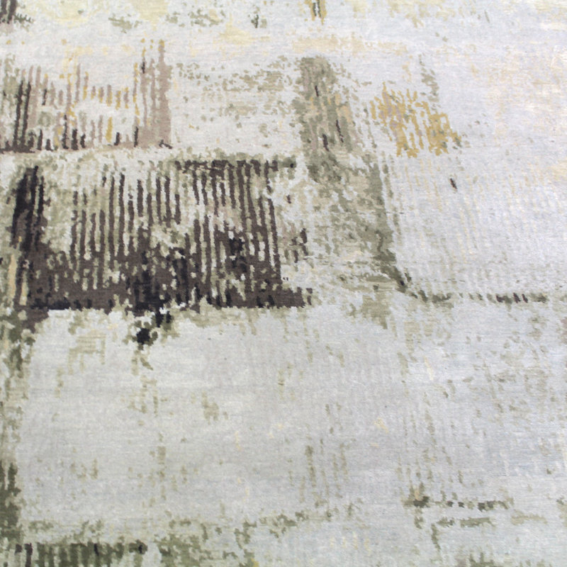 Tapis unique ivoire / brun tissé à la main de 6 pi x 9 pi