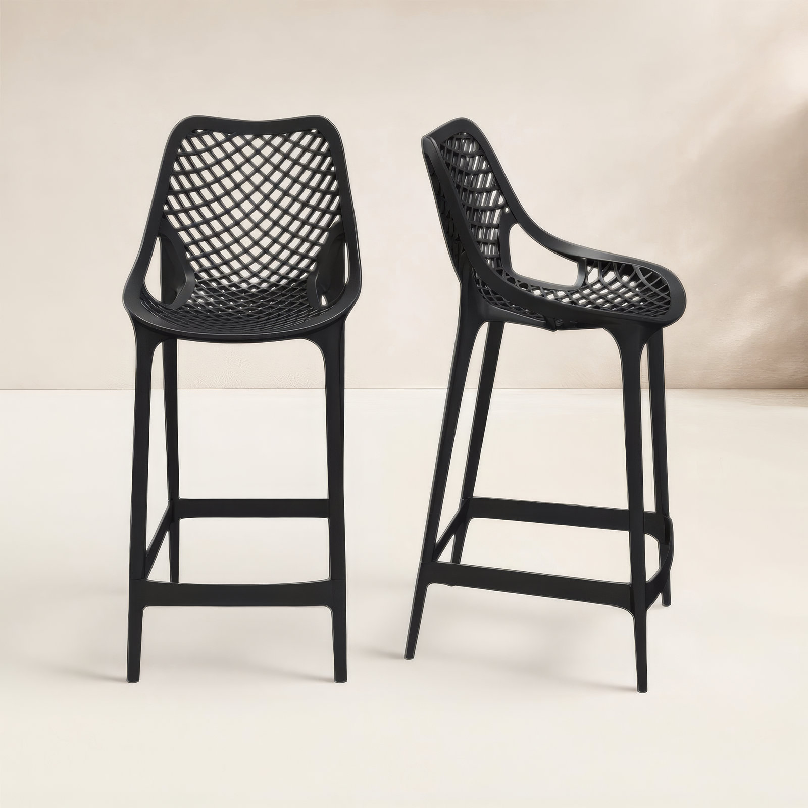 Farrah Patio Bar Stool, Black, 25.6"
