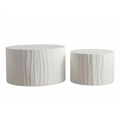 Nesting Coffee Table Set Of 2 Round Wooden Coffee Tables Circle Modern Table For Living Room Bedroom Accent End Side Table