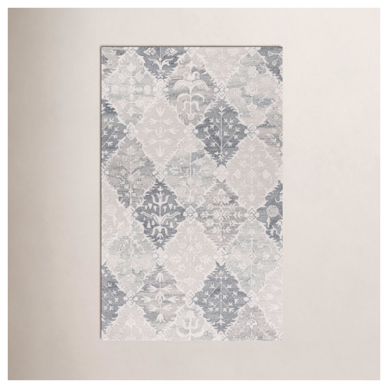 Garvin Hand Tufted Wool Pile Floral Rug, Rectangle 8' x 10'